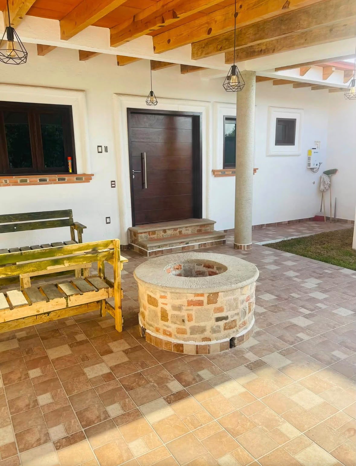Terraza con fogatero